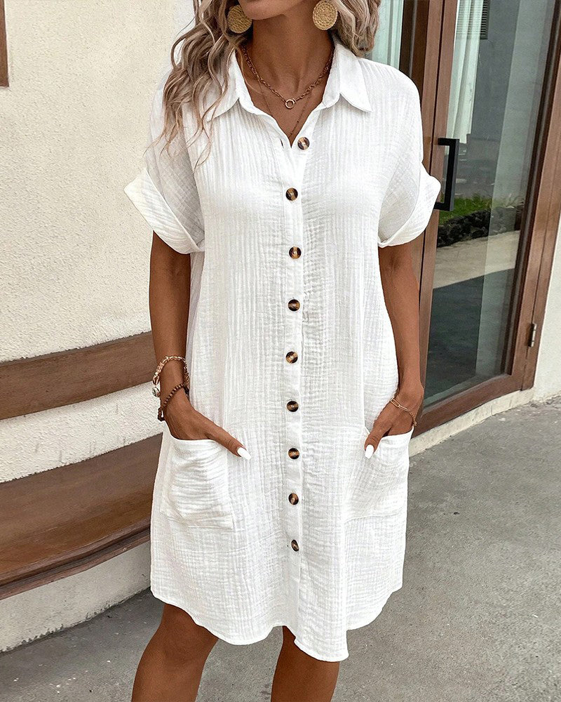 Elissa - Elegant short-sleeve button-up dress