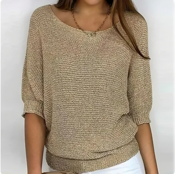 Suzanna - Loose round-neck knitted half-sleeve sweater