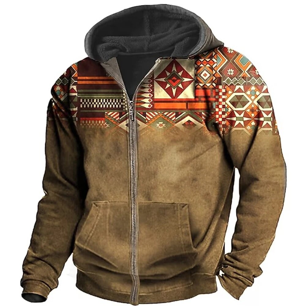 Robert - Ethnic printed hooded jacket