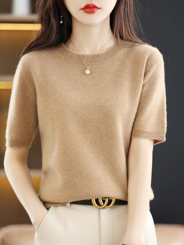 Reina - Soft cashmere crew-neck T-shirt