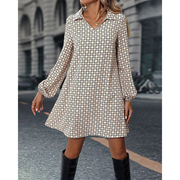 Diana - Women's Casual V-Neck Long Sleeve Dress