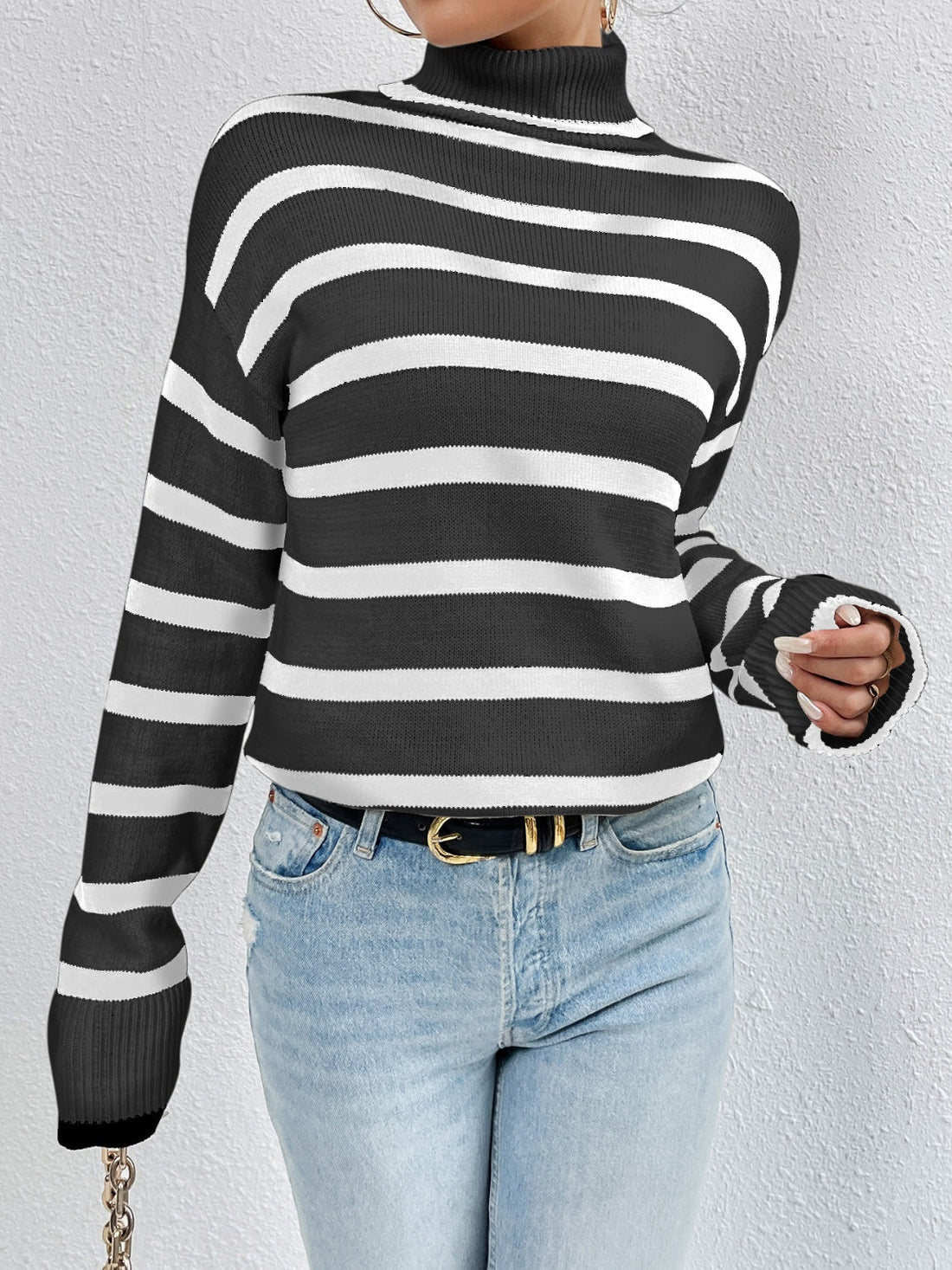 Vianca - Casual striped turtleneck sweater