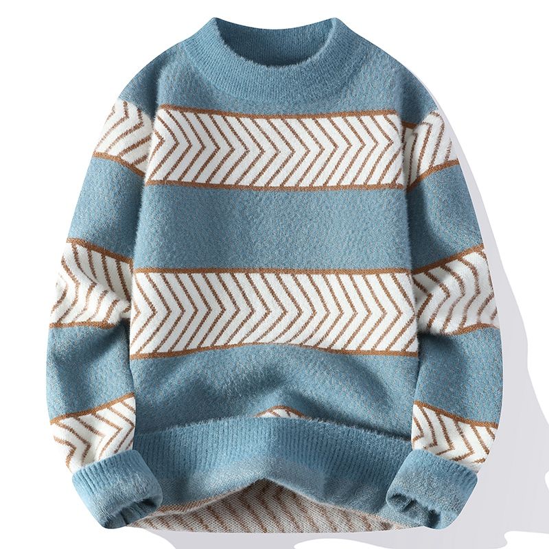 Andrei - Striped classic winter crew neck sweater