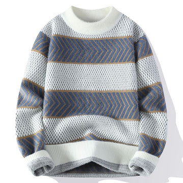 Andrei - Striped classic winter crew neck sweater