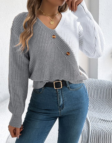 Florrie - Cosy colour block warm sweater