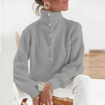 Selene - Elegant button turtleneck winter sweater