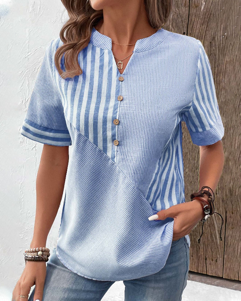 Eunice - Chic striped short-sleeve blouse