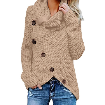 Paulina - Stylish cosy assymetric button up sweater