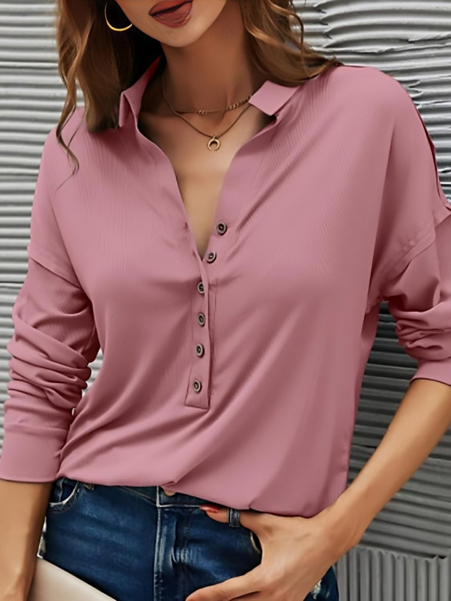 Roseline - Cosy long-sleeve blouse with buttons