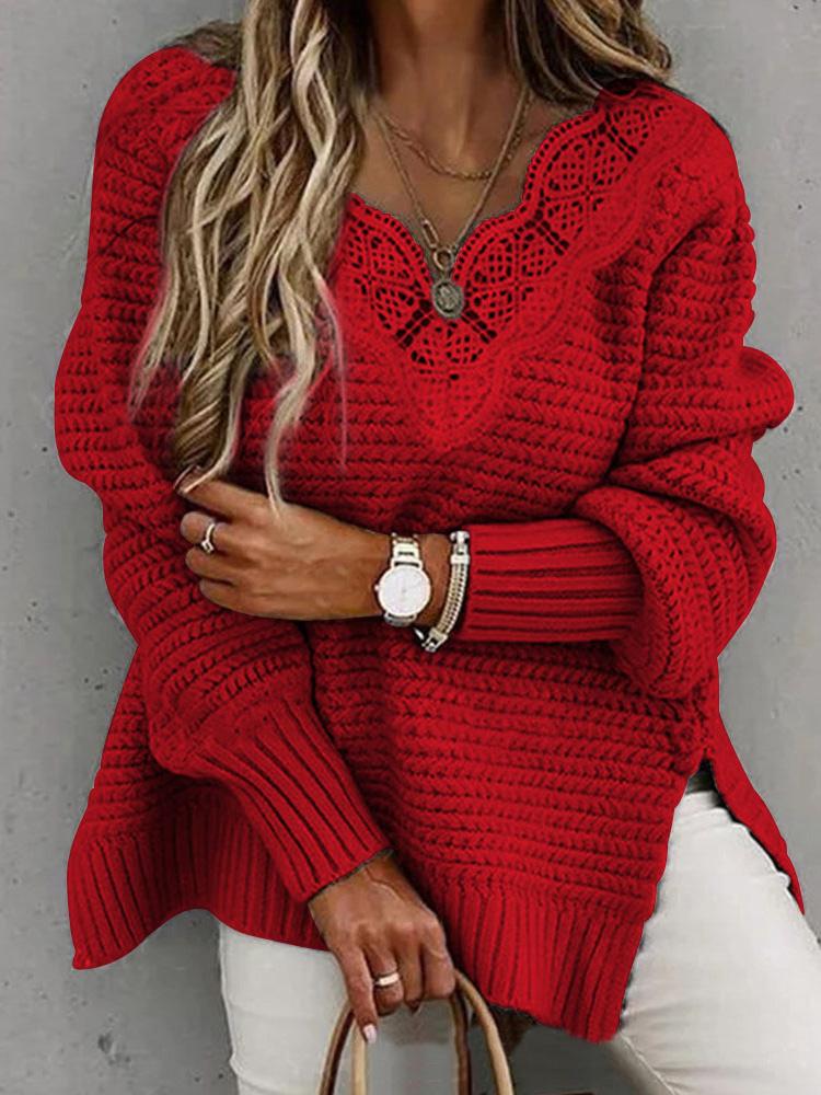 Jezebel - Chic women's v-neck warm knit sweater